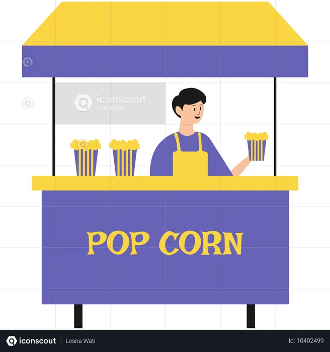 Male Selling Popcorn  Illustration