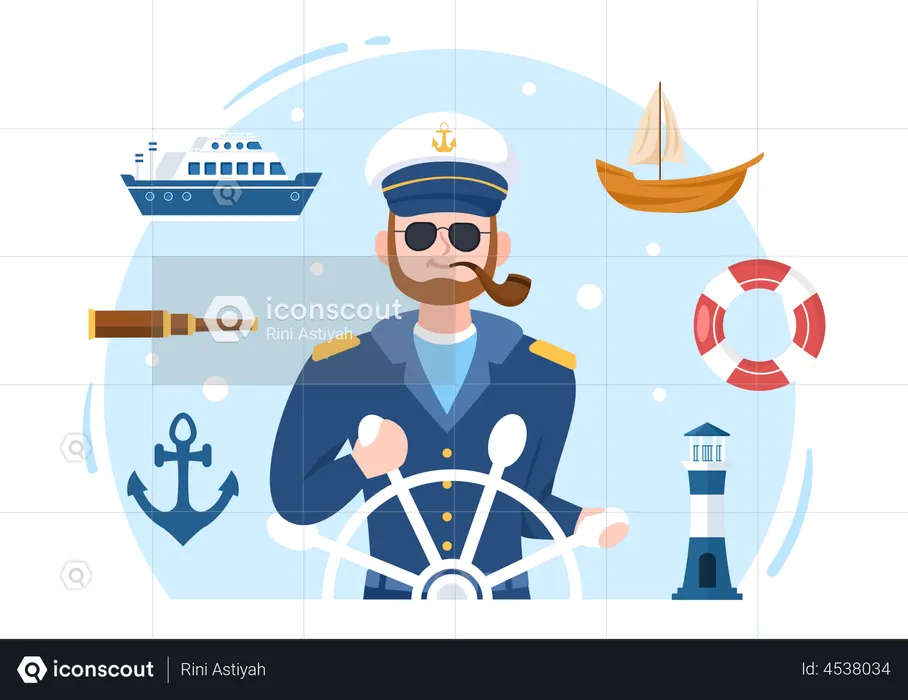 Male ship captain  Illustration
