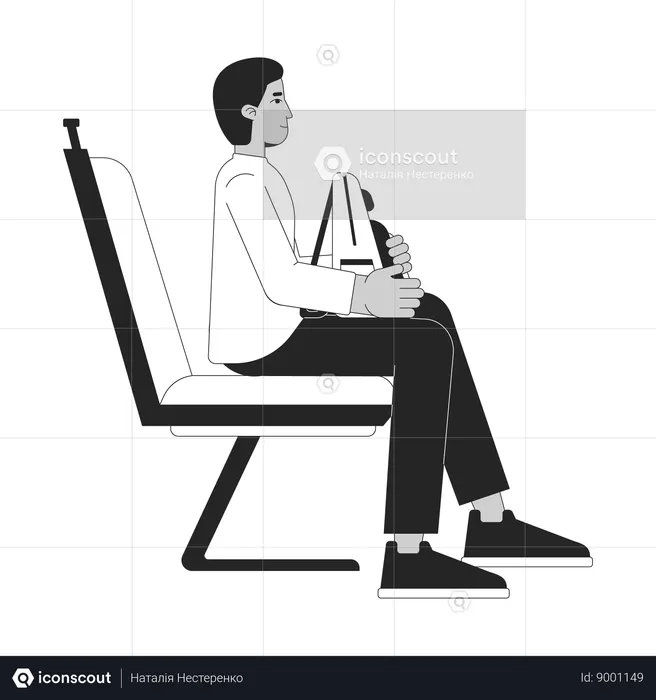 Male sitting in public transport seat  Illustration