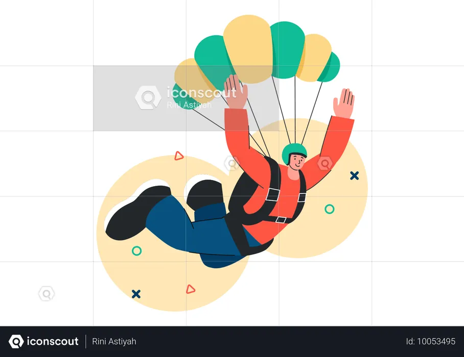 낙하산을 든 남성 스카이다이버  일러스트레이션