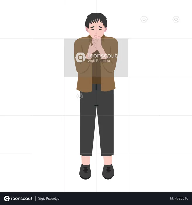 Male Sneezing With Runny Nose  Illustration