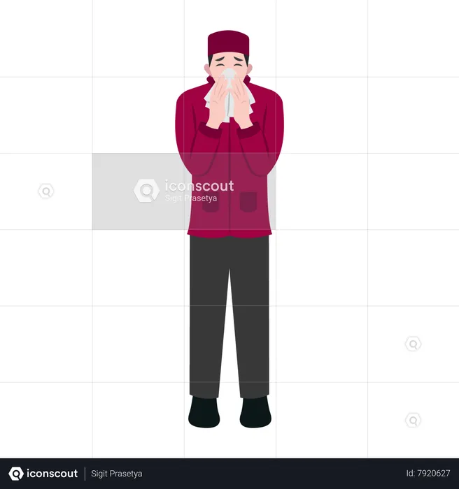 Male Sneezing With Runny Nose  Illustration