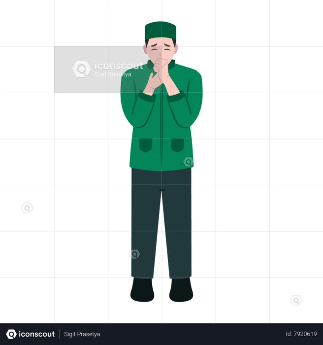 Male Sneezing With Runny Nose  Illustration