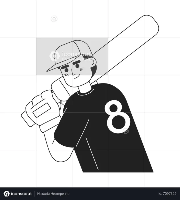 Male softball player gripping baseball bat  Illustration