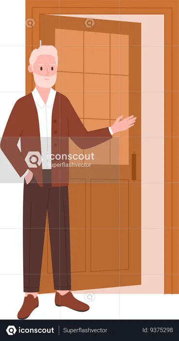 Male Standing At Door  Illustration