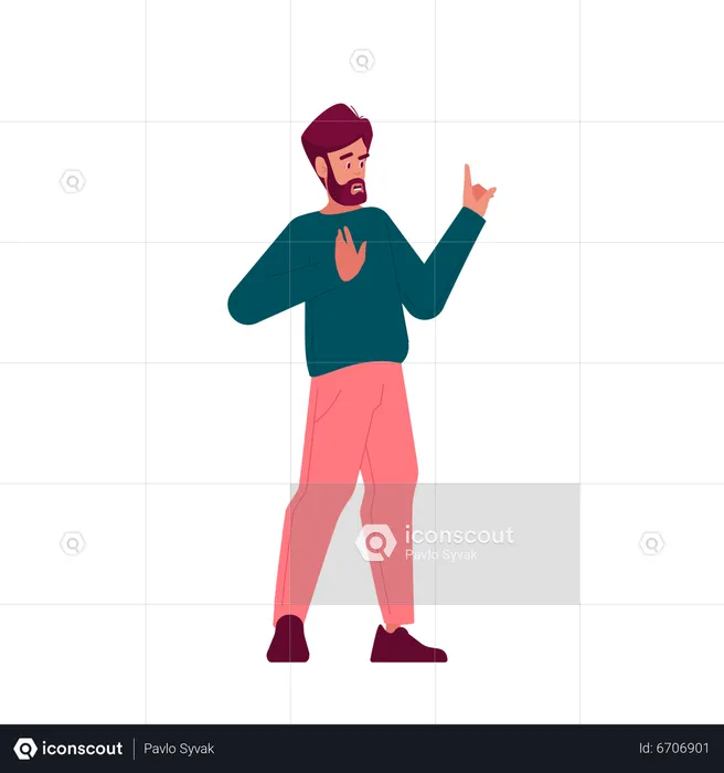 Male Standing In  Defensive Posture  Illustration
