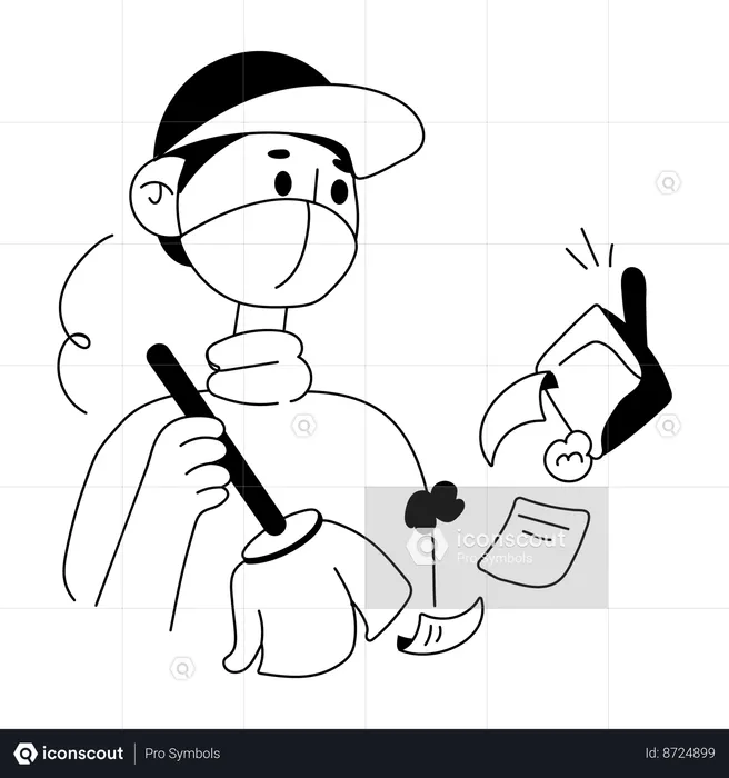 Male street cleaning worker  Illustration