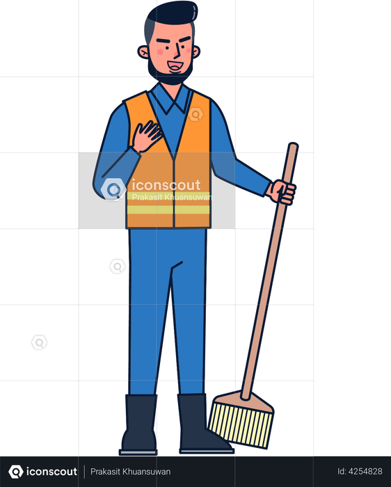Male street cleaning worker Illustration