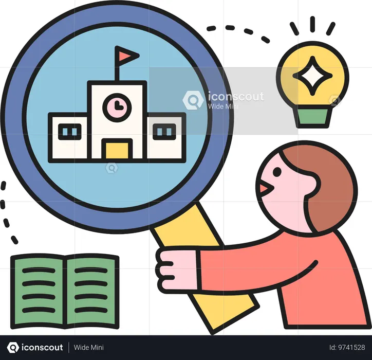 Male student finding school  Illustration