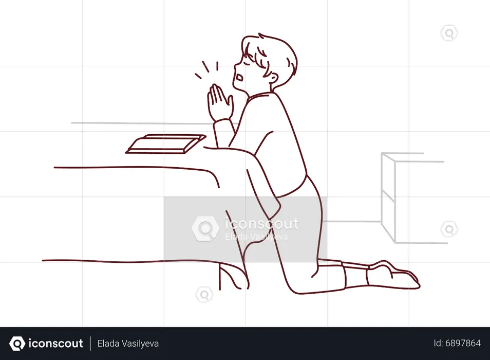Male student in exam tension  Illustration