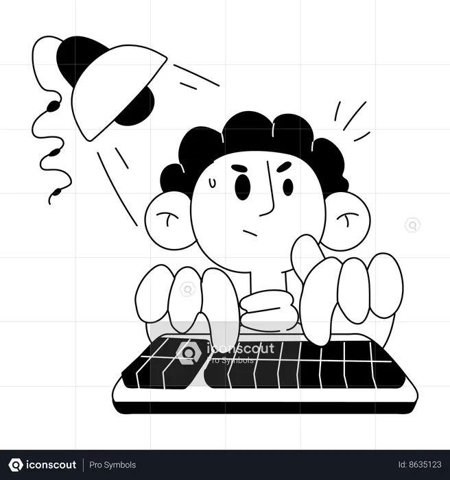 Male Student Typing  Illustration