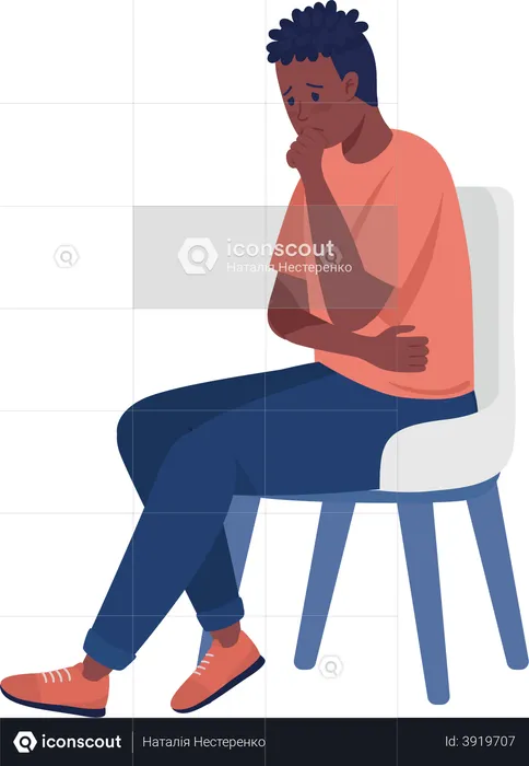 Male student with social anxiety  Illustration