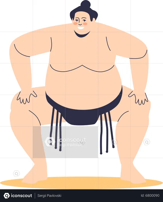 Male sumo fighter ready for competition  Illustration
