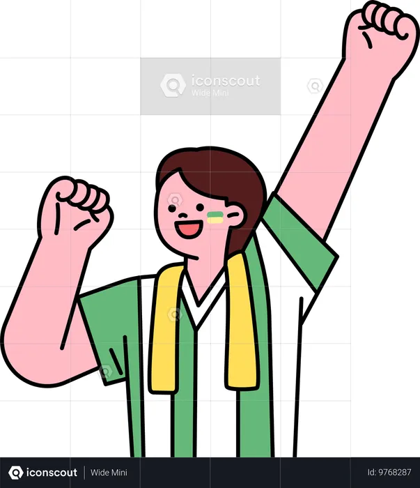 Male supporter supporting team  Illustration