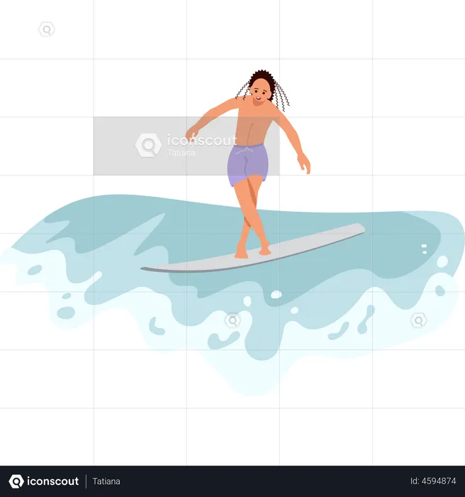 Male surfer rides the Wave  Illustration