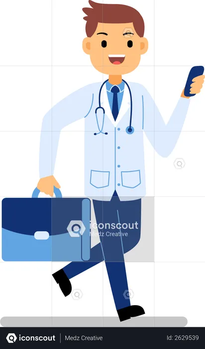 Male surgeon holding mobile  Illustration