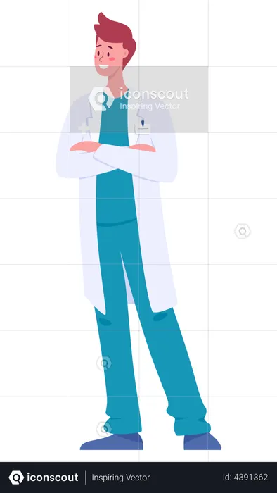 Male surgeon wearing white coat  Illustration