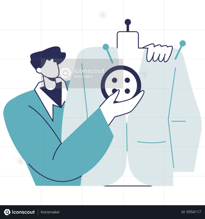 Male tailor stitching button  Illustration