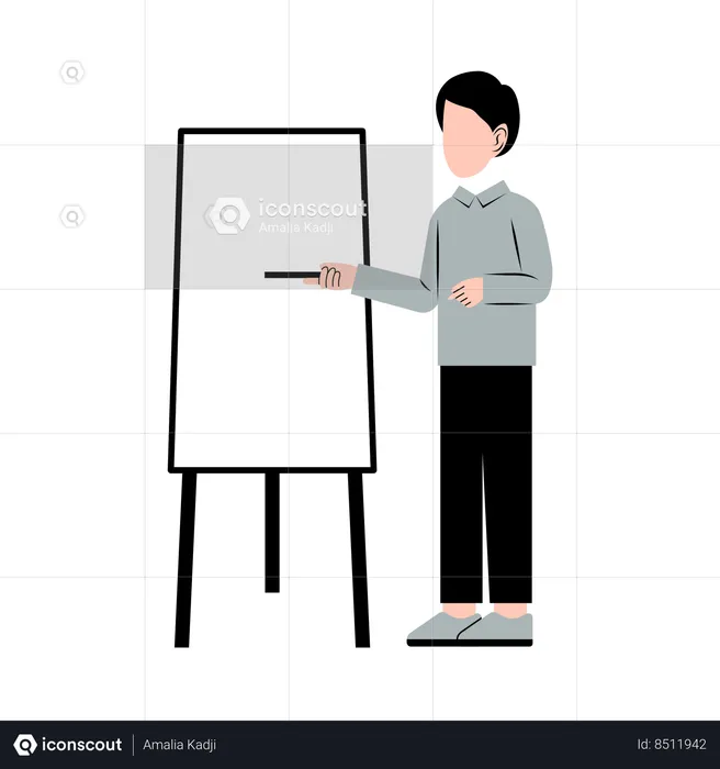 Male teacher is explaining on blackboard  Illustration