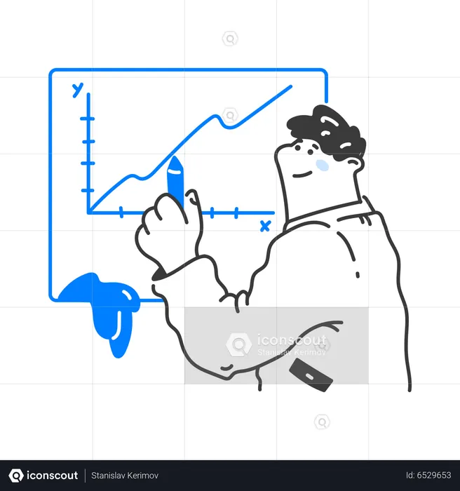 Male teacher is teaching analysis graph  Illustration