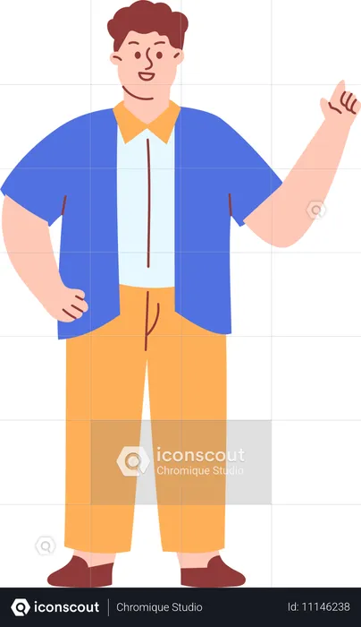 Male Teacher Pointing Something  Illustration