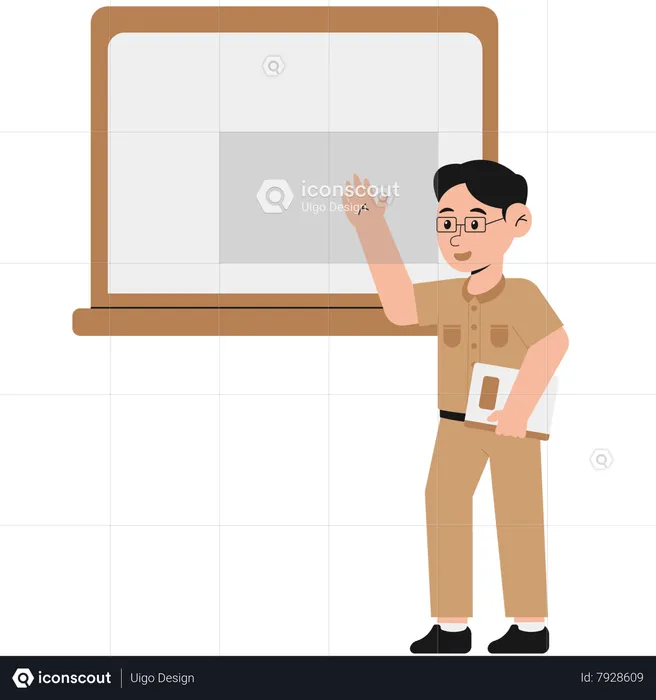 Male Teacher Saying Greeting  Illustration