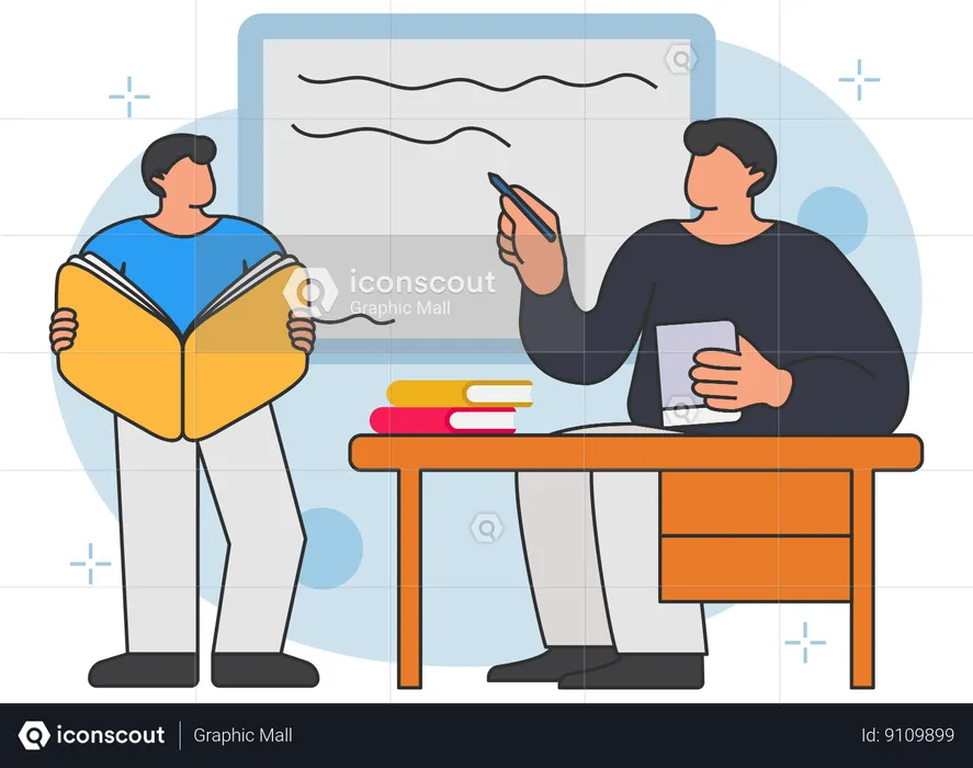 Male teacher teaching at classroom  Illustration