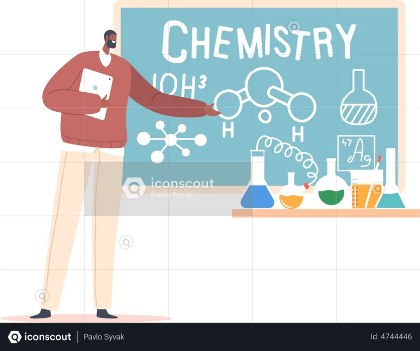 Male teacher teaching chemistry  Illustration