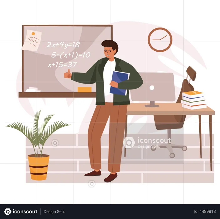 Male teacher teaching in class  Illustration