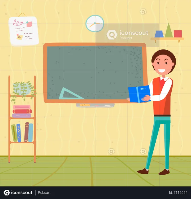Male Teacher teaching lesson in classroom  Illustration