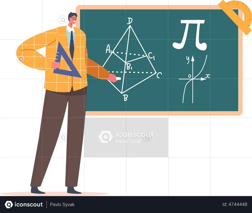 Male teacher teaching mathematics  Illustration