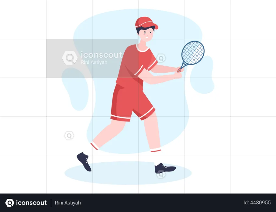 Male Tennis player playing tennis  Illustration