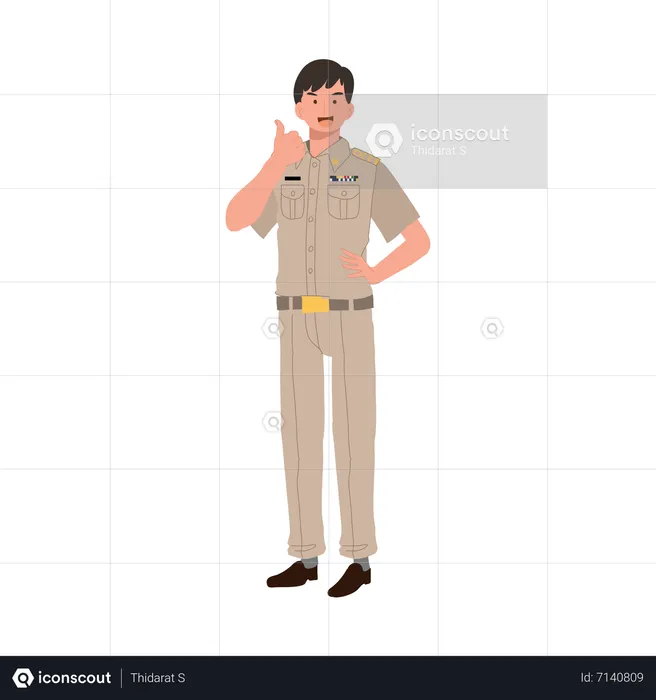 Male thai government officers giving thumb up  Illustration