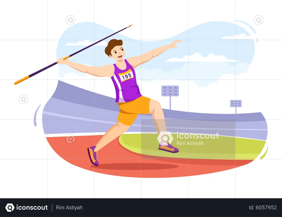 Male throwing javelin  Illustration