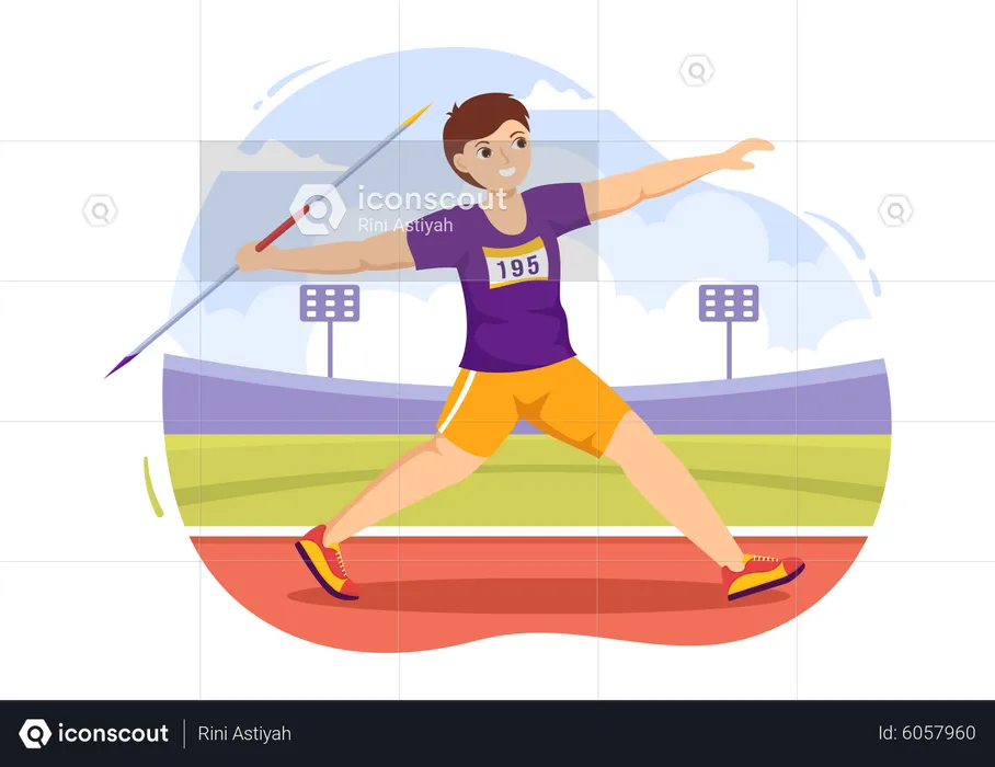 Male throwing javelin  Illustration