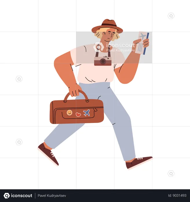 Male tourist with baggage  Illustration