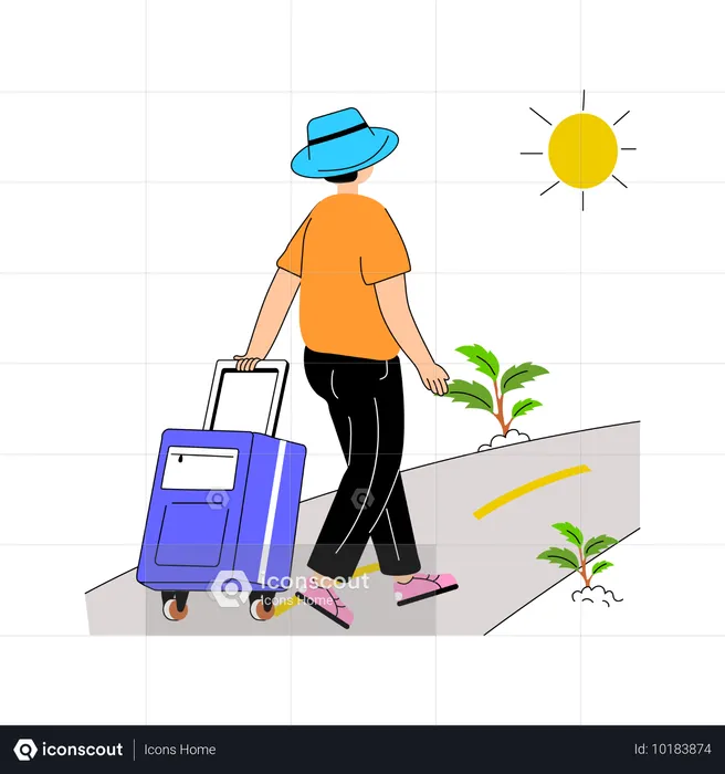 Male Tourist with Luggage  Illustration