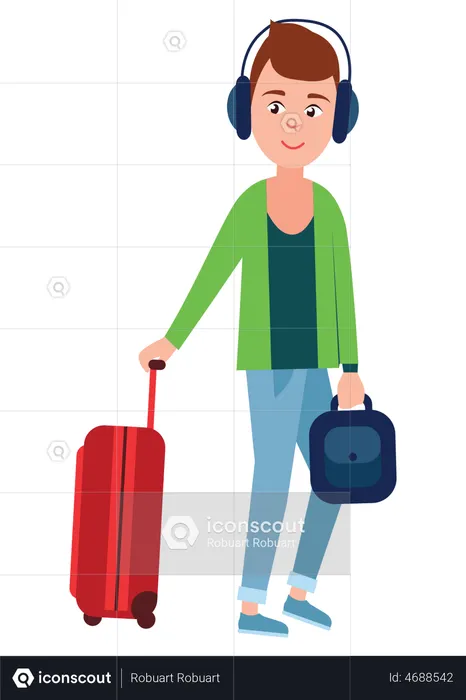 Male tourist with suitcase  Illustration