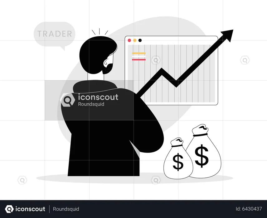 Male trader making money online  Illustration