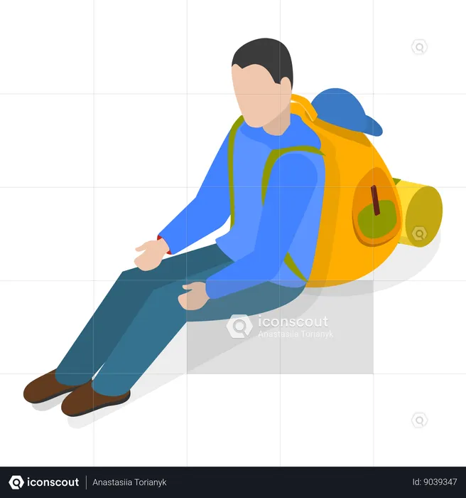 Male traveler with tourist bag  Illustration