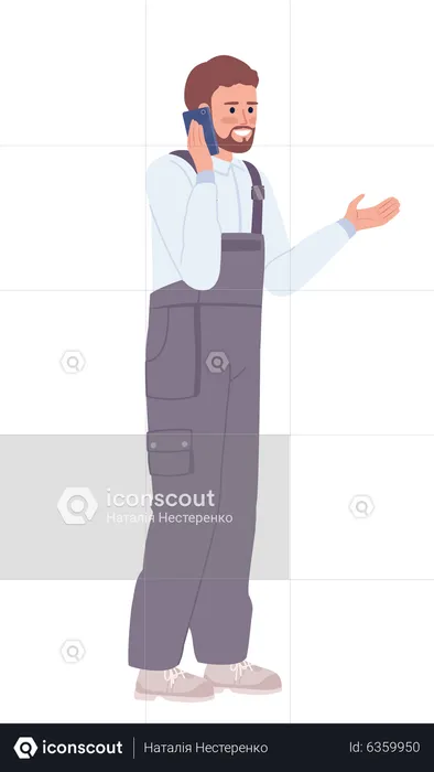 Male troubleshooting technician answering call  Illustration