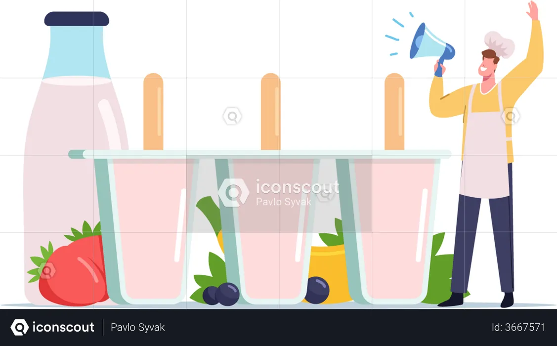 Male Try Fruit Ice Candy  Illustration