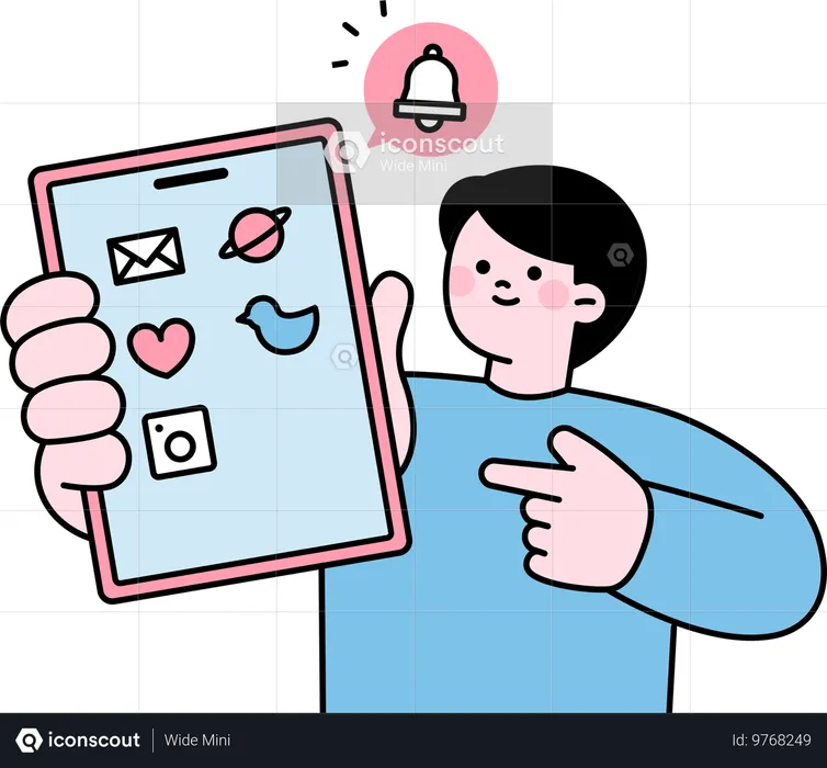 Male using social media app  Illustration