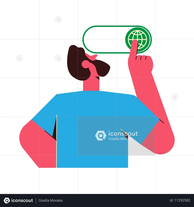 Male using Social Network  Illustration