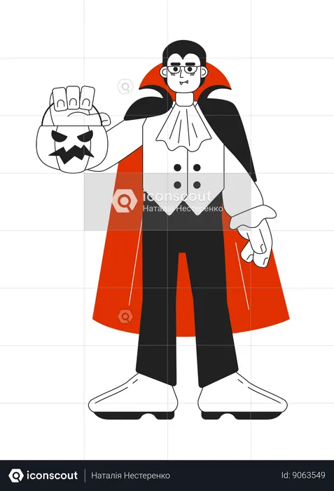 Male vampire with candy bucket  Illustration