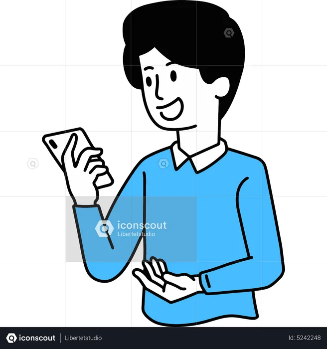 Male Video Call On Mobile  Illustration