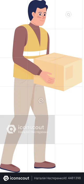 Male volunteer with parcel  Illustration