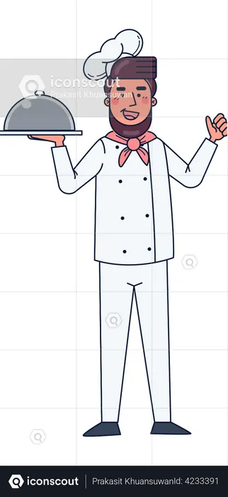 Male waiter  Illustration