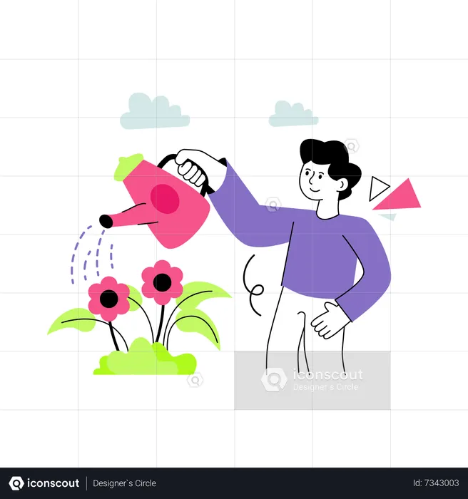 Male watering plant  Illustration