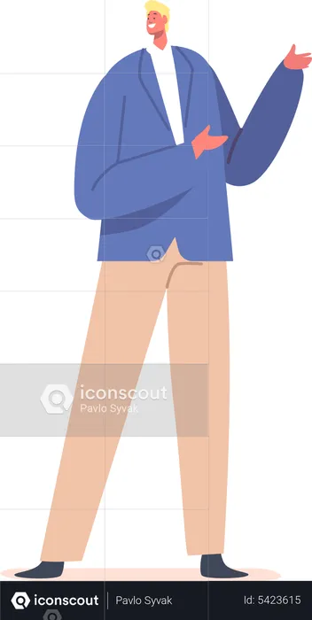 Male Wear Blue Blazer and Trousers  Illustration